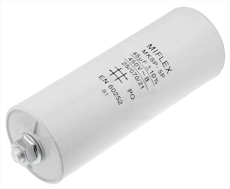 45uF/450V, Condensator pornire motor, papuc, surub M8, I150V645K-B, MIFLEX