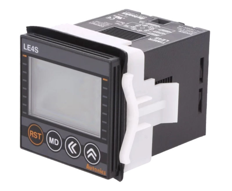 Releu timp, 45x45mm, 0.001s-9999ore, 10 moduri, SPDT, 8pini, 24-240V, LE4S, AUTONICS