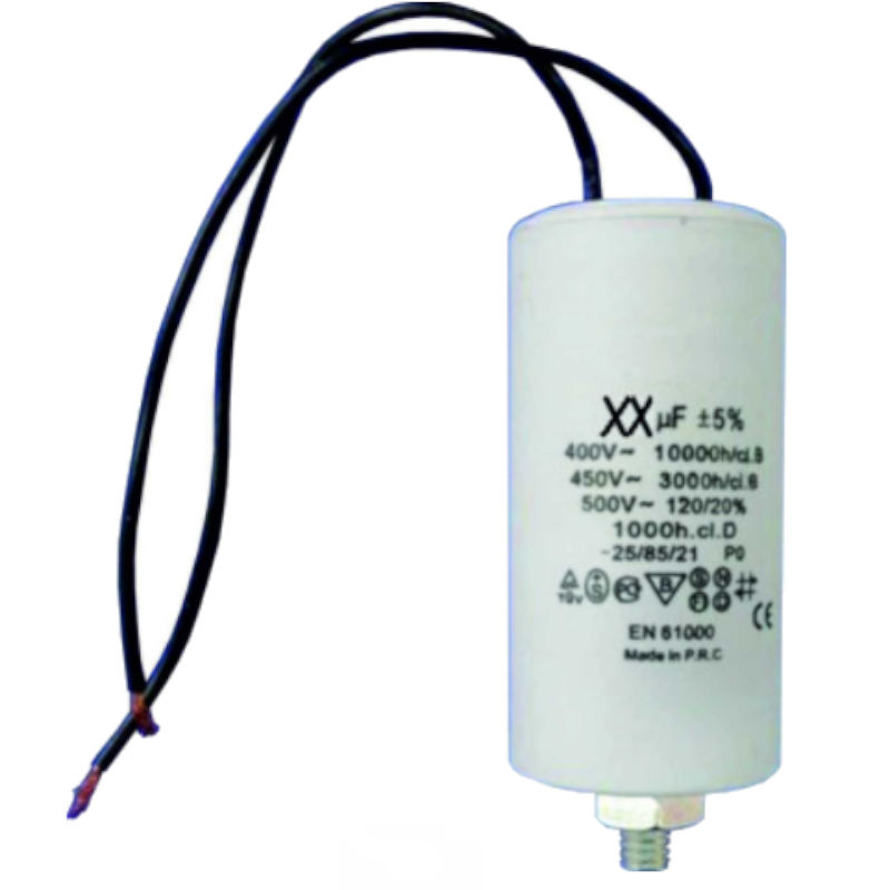 Condensator pornire motor 40uF, 400V, fir, surub fixare, MOTCAP-40UF-WR