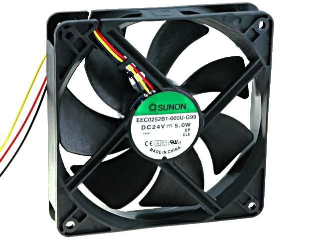 Ventilator 24VDC, 120x120x25mm, bila, 2 fire, EEC0252B1-000U-A99, SUNON
