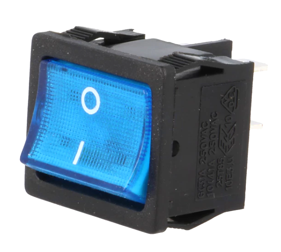 Intrerupator basculant, OFF-ON, 6A, 4 pini, DPST, albastru, orificiu montare 22x19.6mm, RS1333BBBL