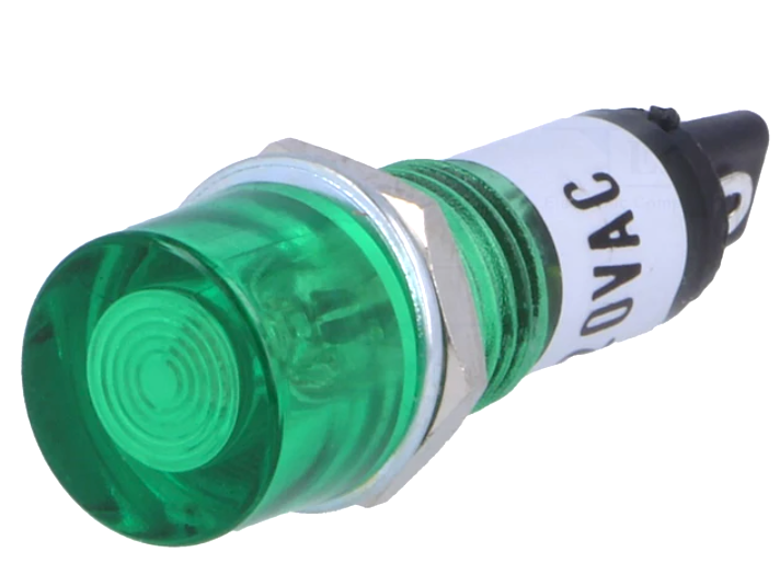 Lampa semnalizare, panou, 230VAC, neon, 10mm, verde, NI-1GN-230V