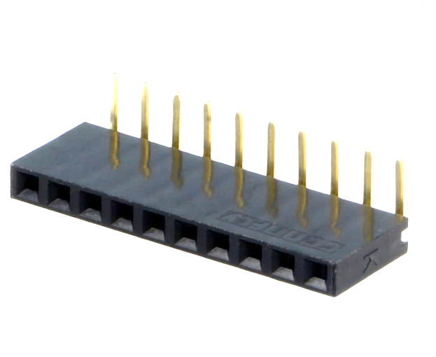 Soclu; şiruri pini; mamă; PIN: 10; în unghi 90°; 2,54mm; THT; 1x10, ZL263-10SG