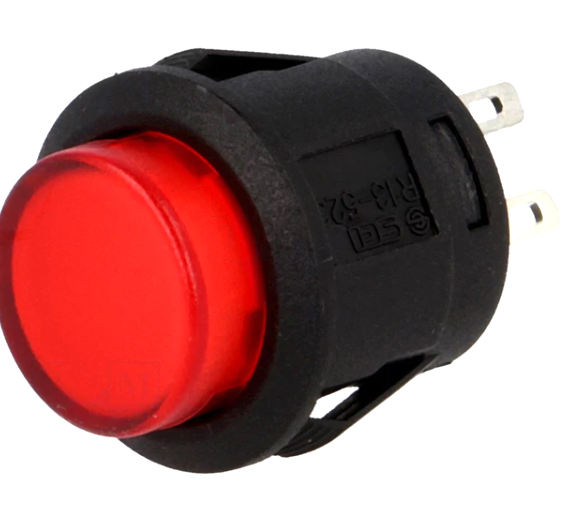 Intrerupator push bistabil, rosu, OFF-ON, SPTS-NO, 1.5A, 2 pini, 2 pini led, orificiu montare Ø16mm, R13523BL05BRL1