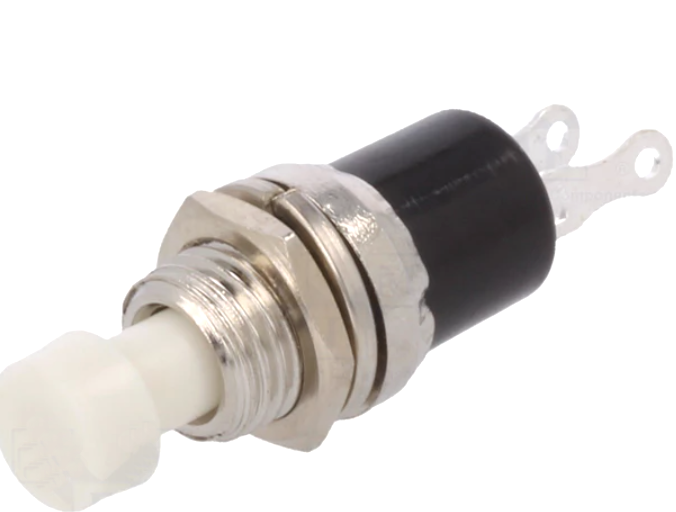 Push buton, monostabil, rotund, ALB, OFF-(ON), orificiu montare Ø7mm, PS10BWH