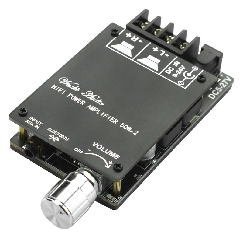 Modul amplificator audio, Bluetooth 5.0, AUX, stereo, 5...27VDC, 2x50W, compatibil Raspberry Pi, DFR0803, DFROBOT