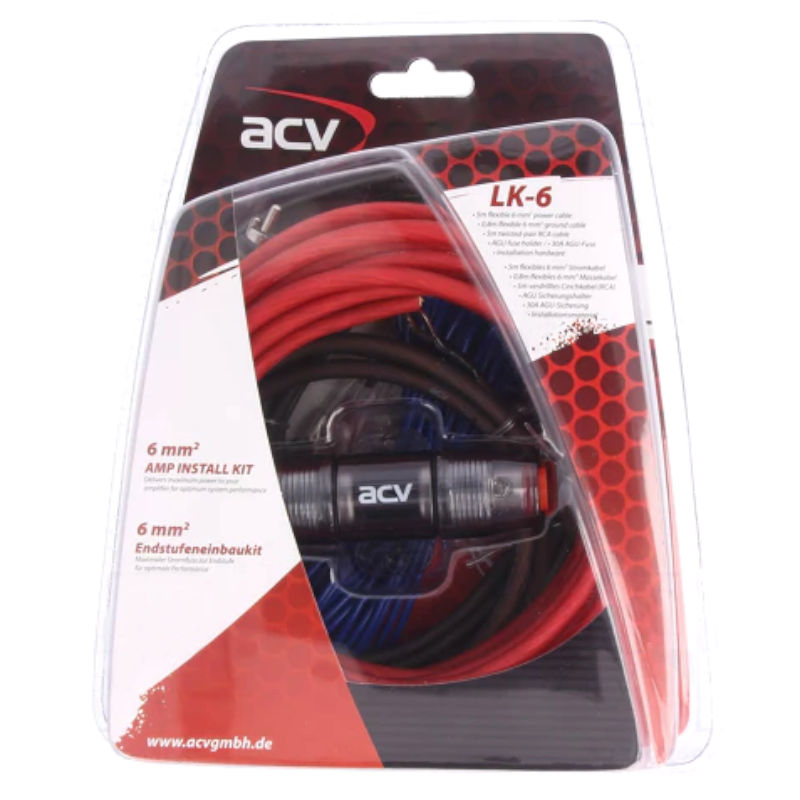 Set cabluri montare, amplificator auto, cabluri, 0.8mm2, 6mm2, LK6, ACV