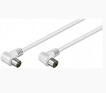 Cablu coaxial, mufa tata tv, 90°, mufa mama tv, 90°, dublu ecranat, 1.5m, alb, CX-1.5, GOOBAY