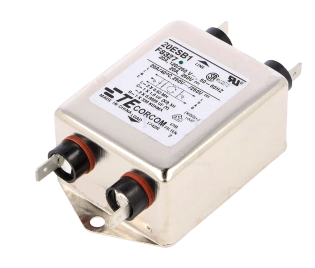 Filtru de retea, deparazitare, 20A, 250VAC, 64x48.7x18mm, 1-1609034-7, TE CONNECTIVITY