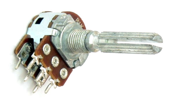 Potentiometru stereo, 50k, log, RV16A01F-20-30K-B1K-3