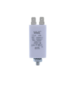 Condensator pornire motor, 2.5uF, 400V, papuci, surub fixare, MOT-CAP-2.5UF-PN