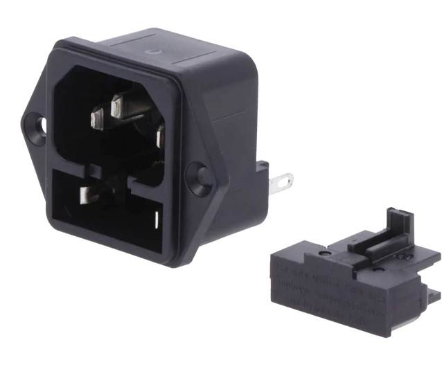 Soclu tata alimentare, IEC 60320, panou cu sertar siguranta, 10A, 4304.6015, SCHURTER