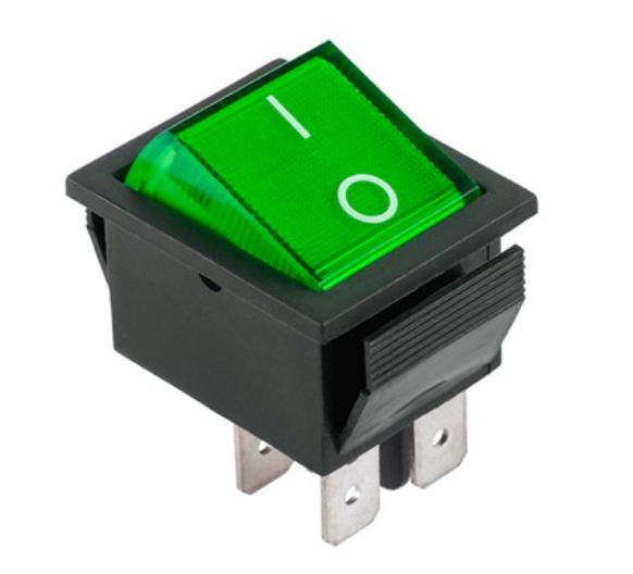 Intrerupator basculant, auto verde, ON-OFF, 15A, 4 pini, DPST, orificiu montare 30.2x22mm, IRS201