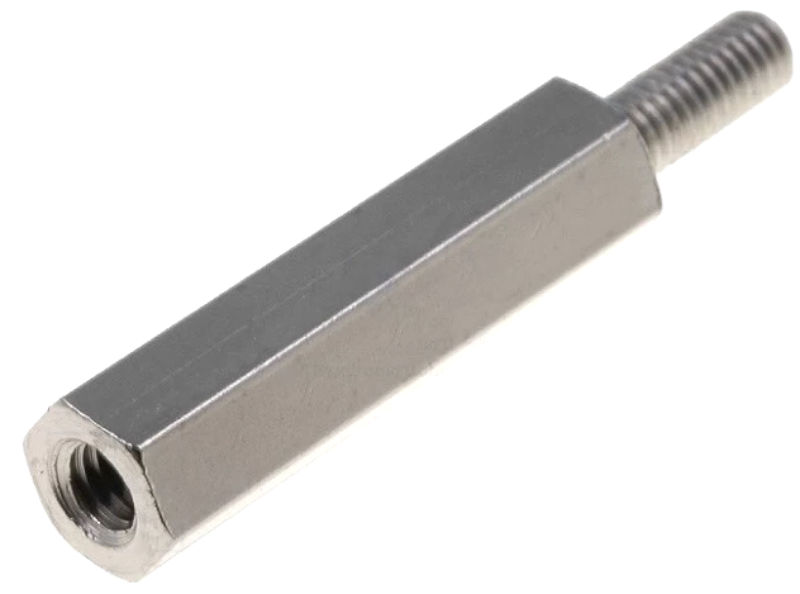 Distantor metal alama nichel, filet interior si exterior, M3, L20, TFM-M3/20, FIX&FASTEN