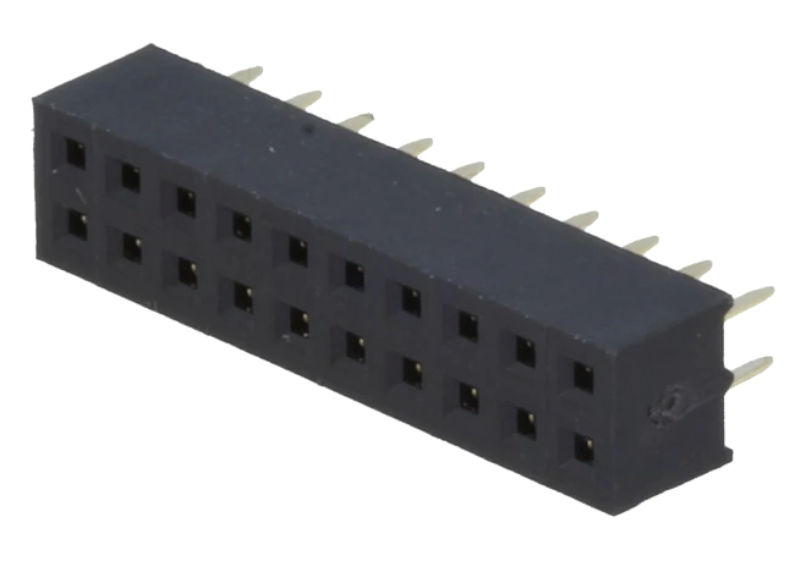 Soclu bareta, şiruri pini; mamă; PIN: 20; drept; 2mm; THT; 2x10; L2,7mm, ZL265-20DG, CONNFLY
