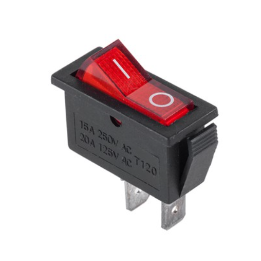 Intrerupator basculant, ON-OFF, rosu, 15A, 250VAC, 2 pini, orificiu montare 30.2x11mm, K0036