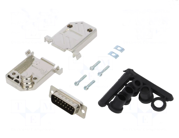 Conector 15 pini, set complet, tata, D-SUB, D45ZK15-HDP-K, ENCITECH