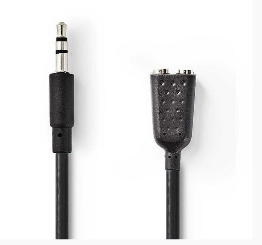 Cablu jack, adaptor, jack 3.5mm, stereo, la 2x3,5mm, mama, GOLD, 0.2m, CAGP22100BK02