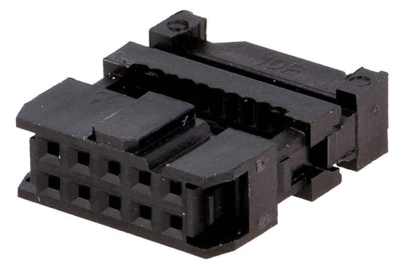 Conector 10 pini, 2x5, IDC, mama, cablu banda, pas pini 2.54mm pas cablu 1.27mm, T812-1-10, AMPHENOL