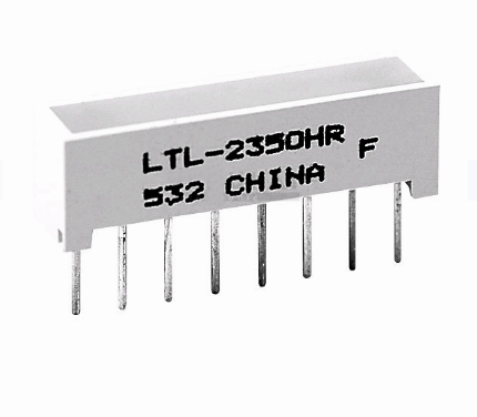 Bargraph cu LED-URI, 4 segmente, rosu, SIL8, LTL2350HR, LITEON