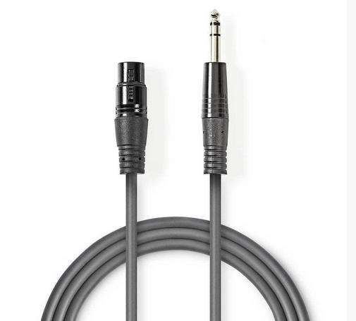 Cablu XLR, 3pini, stereo, mama, jack 6.35mm, tata, 1.5m, COTH15110GY15