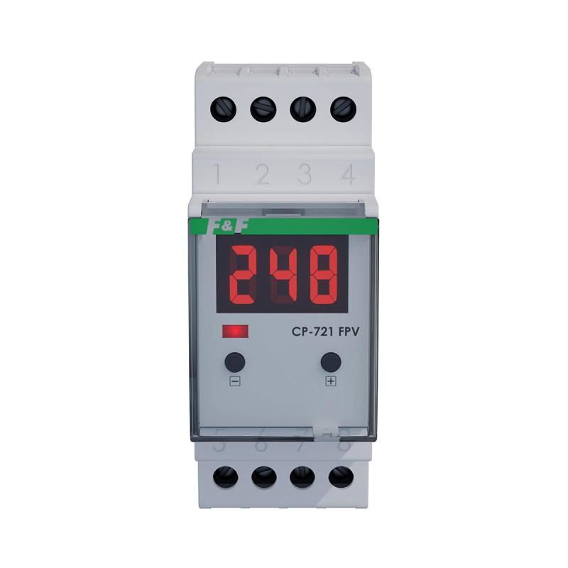 Releu protectie tensiune, sisteme fotovoltaice, voltmetru digital, 150-300VAC, 16A, AC1, CP-721-FPV