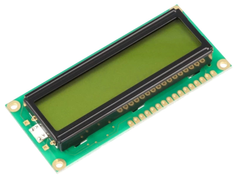 Display LCD, 16x1, 5VDC, alfanumeric, 80x36x13.2mm, lumina fundal galben-verde, RC1601A-YHY-JSX, RAYSTAR OPTRONICS