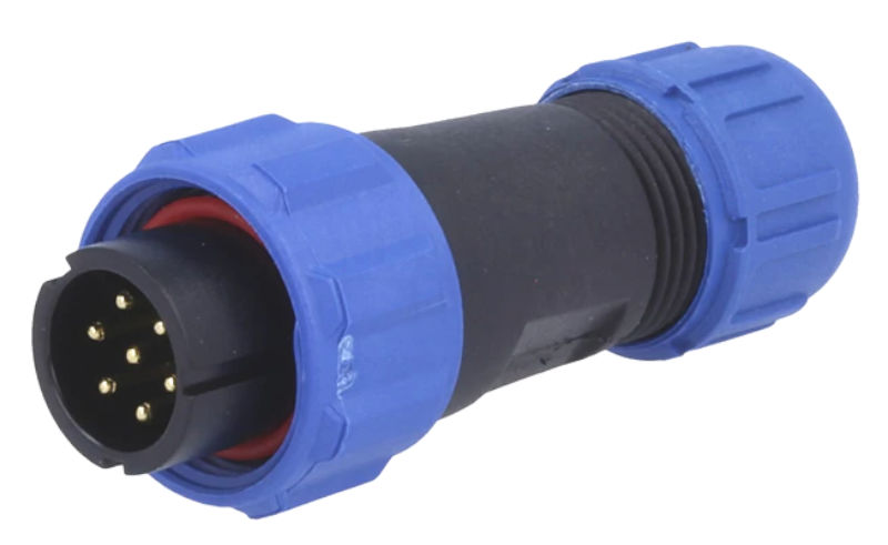 Conector circular, 7 pini, tata, SP13, 125V, 5A, IP68, SP1310/P7, WEIPU