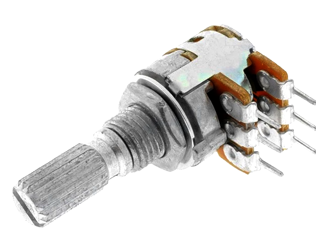 Potentiometru 10K, stereo; AX 6mm; log, R12313G-A10K, CRT
