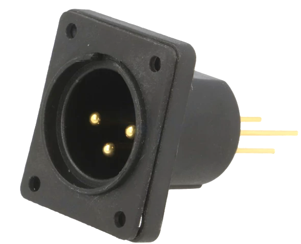 Conector XLR, XLR; tată; PIN: 3; drept; etanşate; THT; aurit; 5A, CP30061, CLIFF