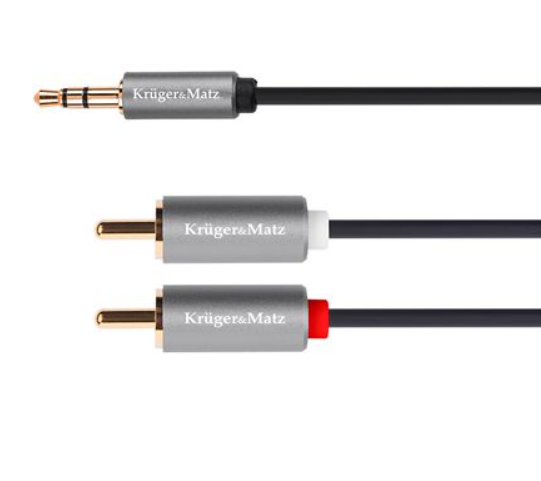 Cablu jack 3.5mm stereo tata, 2 rca, tata, 1.8m, aurite, KM1214