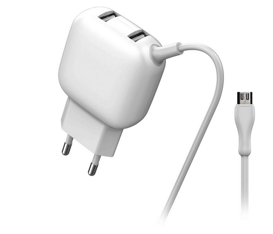 Alimentator usb, 2x USB-A, 2.1A, cablu micro USB, USB-WM32101WE
