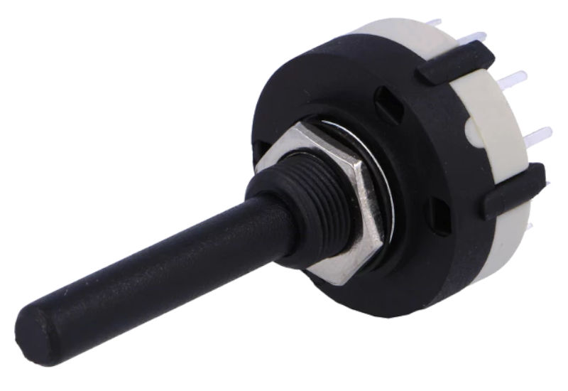 Comutator rotativ, 12 pozitii, filet M10x0.75, orificiu montare Ø26mm, SR26NS1-2-6P-M10-38R6, CANAL ELECTRONIC