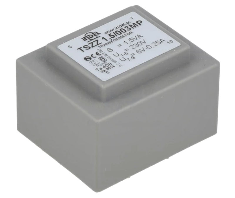 Transformator 9V, PCB, 1.5VA, 230VAC/9V, TSZZ1.5/9V, INDEL