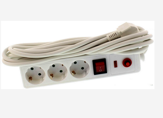 Prelungitor alb, 3 posturi, 3m, 3x1.5mm2, intrerupator, protectie, 16A, EXTS-3S3M-PROT/03