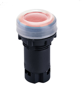 Buton panou, push, rosu, monostabil, cu revenire, NC, NO, 6A, 400V,  IP44, orificiu montare Ø22.3mm, EL-EA42-M22