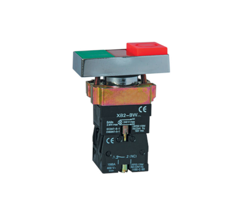 Comutator, dublu, 24V, 1NO+1NC, rosu, verde, orificiu montare Ø22.5mm, panou, EL2-BW-24V