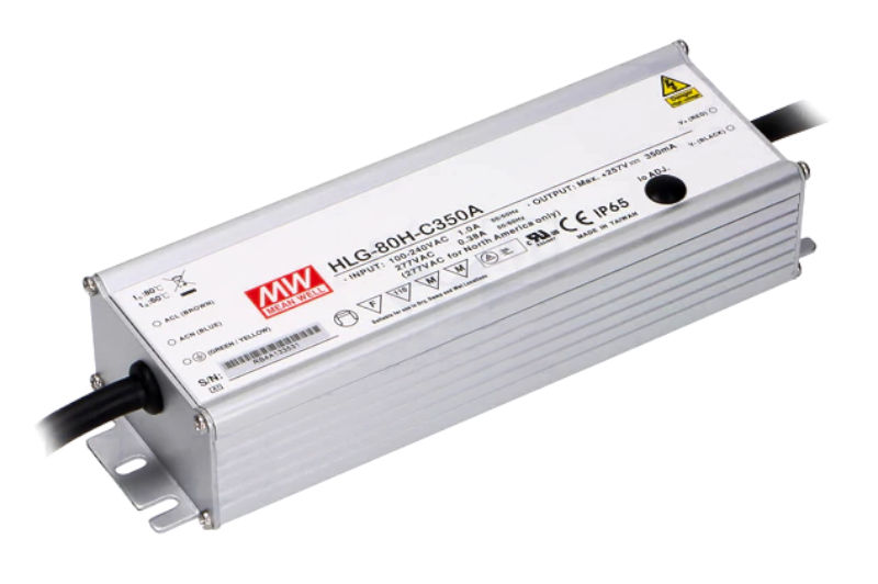 Sursa alimentare leduri, 90W, 128-257VDC, 0.21-0.35A, IP65, HLG-80H-C350A, MEAN WELL