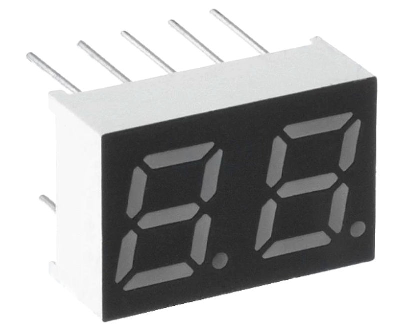 Afisor dublu cu LED, 7mm, RM2.54, rosu, AC, LD-D028SR-C