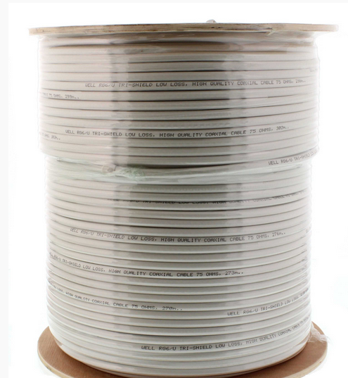 Cablu coaxial, RG6, 75 ohmi, alb, triplu ecranat, RG6-CCS/AL-TRISLD