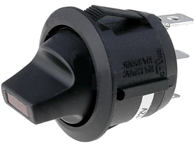 Intrerupator basculant, ON-OFF, 20A, 12V, led verde, SPST, 3 pini, orificiu montare Ø20.2mm, WIP12LED-GN