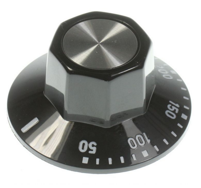 Buton plastic, pentru termostate EGO, ax 6mm, cu crestatura, 00.00524.807, EGO