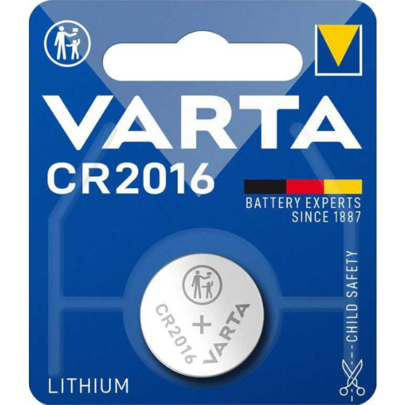 Baterie buton litiu, CR2016, BLISTER, 3V, Ø20X1,6mm, 90mAH, BAT-CR2016BL, VARTA