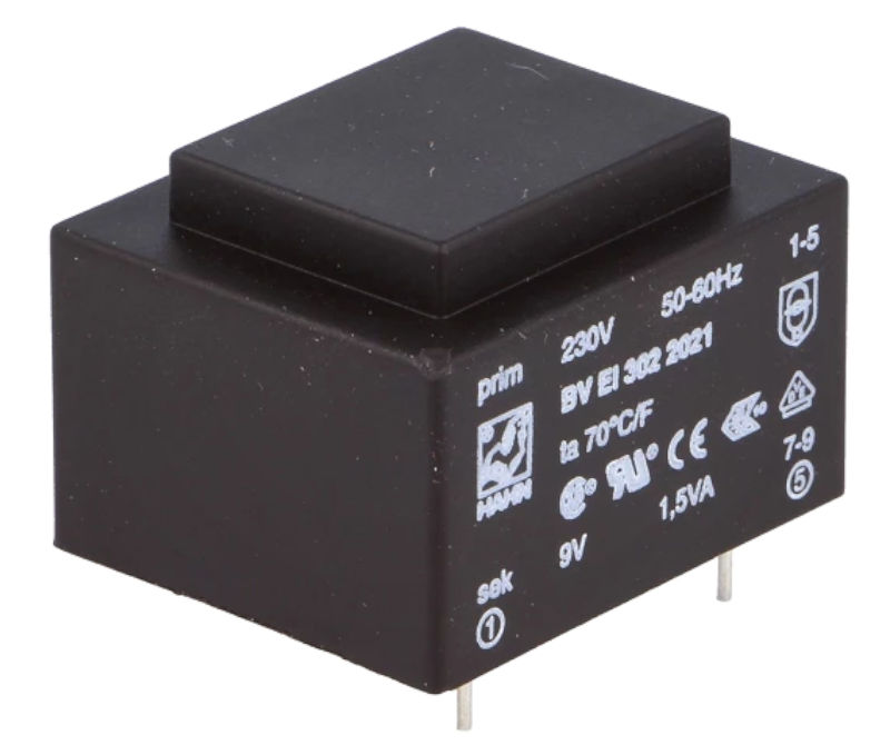 Transformator încapsulat, 9V, 1.5VA, 230VAC, 166mA, BVEI3022021, HAHN