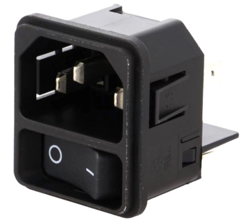 Soclu tata alimentare, IEC, panou cu intrerupator, 12A, DC11.0001.203, SCHURTER