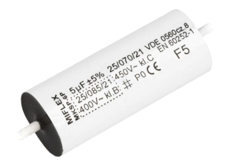 Condensator pornire motor 5uF, 450V, fir, MKSP6P-5/450-B, MIFLEX