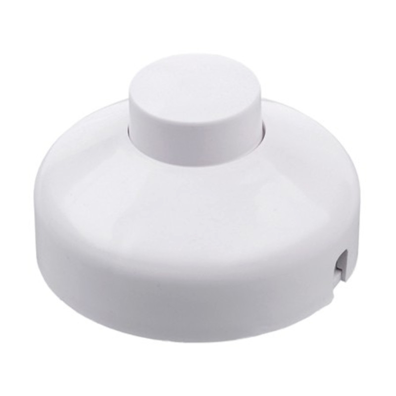 Intrerupator, pe fir, alb, de picior, buton panica, cu mentinere, 1A, 250V, PRK0075