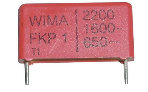 2.2nF/1600V, condensator poliester, FKP1, RM22.5, WIMA