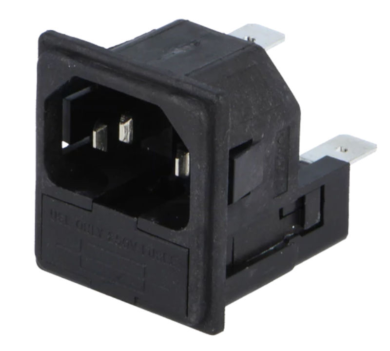 Soclu tata alimentare, IEC 60320, C14 (E), 10A, suport siguranta, papuc 6.3mm, PF0033/15/63, BULGIN