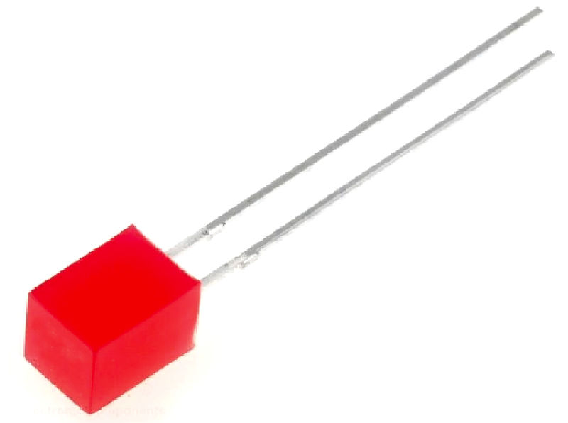 Led 5mm, rosu, dreptunghiular, 5x5mm,  difuz, 7-15mcd, plat, LL-553ID, LUCKYLIGHT